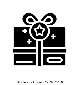 present box bonus glyph icon vector. present box bonus sign. isolated contour symbol black illustration