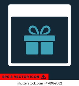 Present Box Calendar Page icon. Vector EPS illustration style is flat iconic bicolor symbol, blue and white colors.