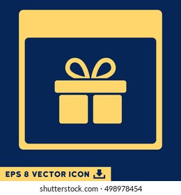 Present Box Calendar Page icon. Vector EPS illustration style is flat iconic symbol, yellow color.