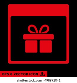 Present Box Calendar Page icon. Vector EPS illustration style is flat iconic symbol, red color.