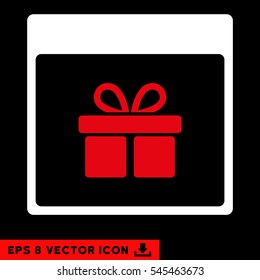 Present Box Calendar Page icon. Vector EPS illustration style is flat iconic bicolor symbol, red and white colors.