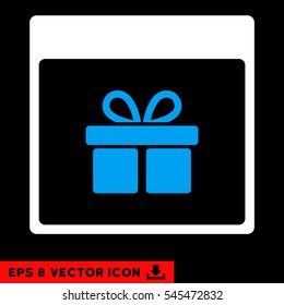 Present Box Calendar Page icon. Vector EPS illustration style is flat iconic bicolor symbol, blue and white colors.