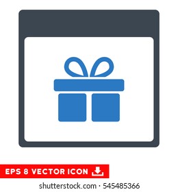 Present Box Calendar Page icon. Vector EPS illustration style is flat iconic bicolor symbol, smooth blue colors.