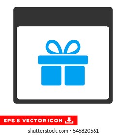 Present Box Calendar Page icon. Vector EPS illustration style is flat iconic bicolor symbol, blue and gray colors.
