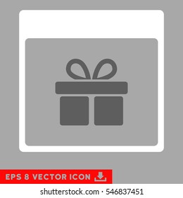Present Box Calendar Page icon. Vector EPS illustration style is flat iconic bicolor symbol, dark gray and white colors.