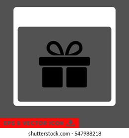 Present Box Calendar Page icon. Vector EPS illustration style is flat iconic bicolor symbol, black and white colors.