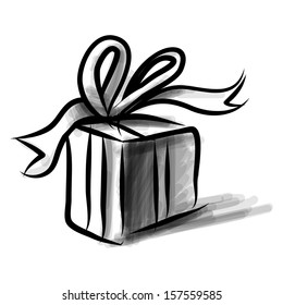 Present box cartoon sketch vector illustration
