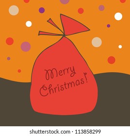 Present box. Colorful Christmas element for design. Sacks of gifts. Decorative winter template for cartoons, crafts, cards, invitations