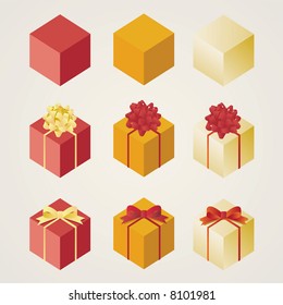 present box with different ribbon