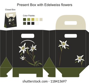 Present box with edelweiss flowers