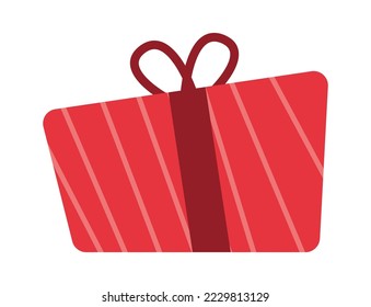 Present box flat icon Christmas house decor element