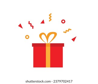 Present Box Flat Style. Birthday or holiday party concept vector