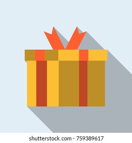 Present box in flat style with shadow