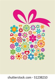 Present box with floral pattern