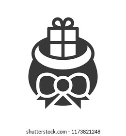present box in gift bag, Merry Christmas filled icon set