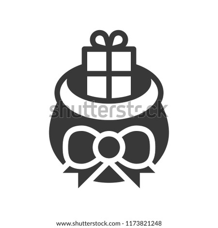 present box in gift bag, Merry Christmas filled icon set