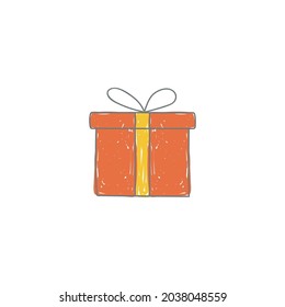 cuadro actual, icono de paquete de regalo en el icono de color, aislado en fondo blanco 