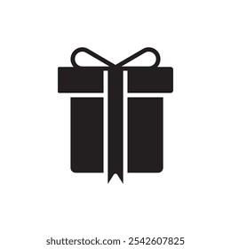 Present box icon black and white vector sign