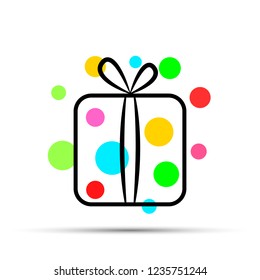 Present box icon with colour circles