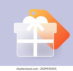 Present box icon in glass morphism style. Vector illustration