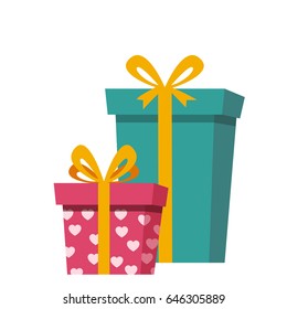 Present box icon. Great for wedding, birthday holiday cards invitations design. Vector illustration