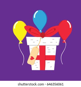 Present box icon. Great for wedding, birthday holiday cards invitations design. Vector illustration