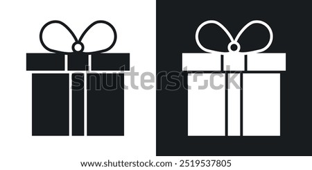 Present box icon icons in black and white filled style