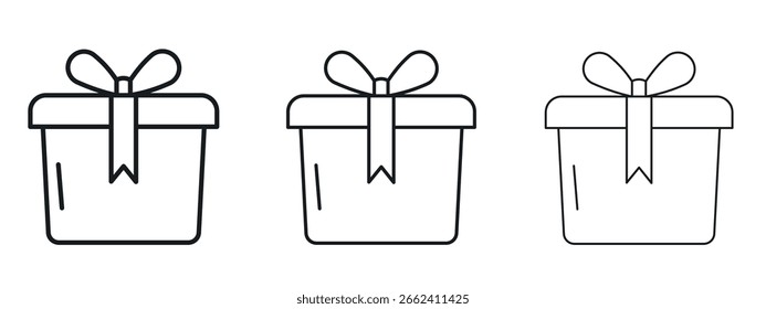 Presente el diseño de línea simple del icono de la caja - Ilustración vectorial simple
