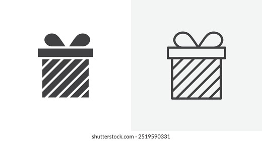 Present box icon. solid filled and stroke thin line style eps 10