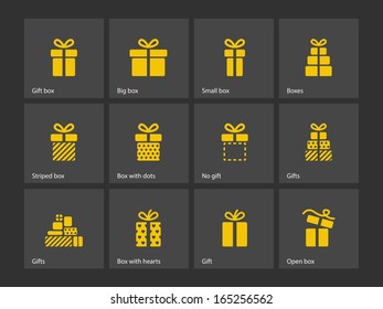 Present box icons. Vector illustration.