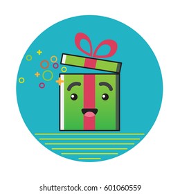 Present box.  Illustration of a cartoon funny character