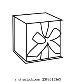 The present box includes a linear-style pictogram, an outline vector sign, and a ribbon line icon, all isolated on white. Illustration of a symbol or logo Modifiable stroke. Pixel accuracy