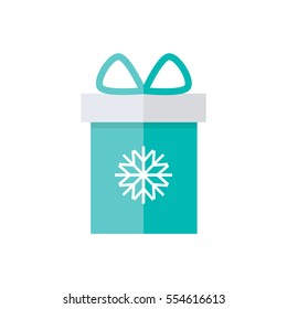Present box isolated icon on white background. Present for christmas, birthday, holiday. Flat style vector illustration. 