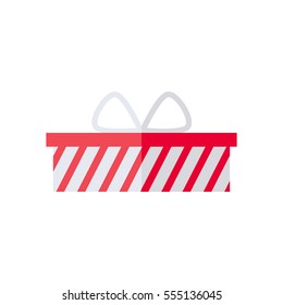 Present box isolated icon on white background. Present for christmas, birthday, holiday. Flat style vector illustration. 