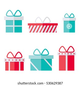 Present box isolated icons on white background. Flat vector illustration design. 