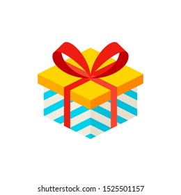 Present Box Isometric Object. Vector Illustration of Gift Sign Isometry. 