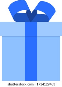 Present box, light blue box and blue ribbon, front