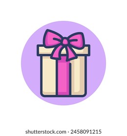 Present box line icon. Gift wrap with ribbon and bow outline sign. Surprise, sale, birthday concept. Vector illustration, symbol element for web design and apps