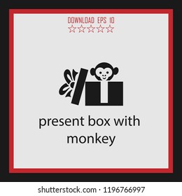 present box with monkey  vector icon