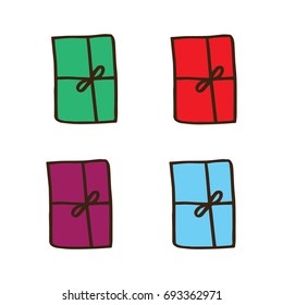 present box on Christmas celebration outline vector.