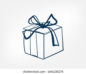 present box one line vector isolated design element