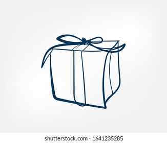 present box one line vector isolated design element