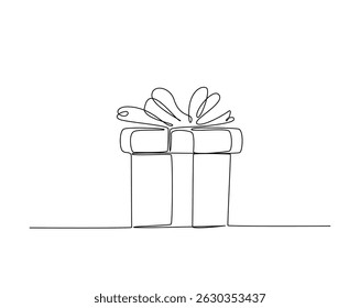 Ilustração do desenho do contorno da caixa presente. um desenho de linha contínua da caixa presente.