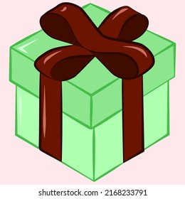 Present box with a red bow 