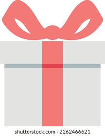 Present box with red ribbon bow. Gift icon