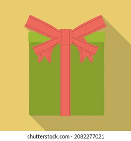 Presentar cuadro con icono de arco de cinta. Ilustración vectorial con sombra larga