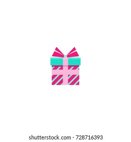 Present box with ribbon and bow. simple icon isolated on white background. gift sign. flat vector Illustration. 