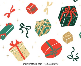 Present box with ribbon ,endless pattern,vector,