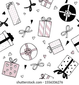 Present box with ribbon ,endless pattern,vector,