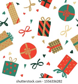 Present box with ribbon ,endless pattern,vector,